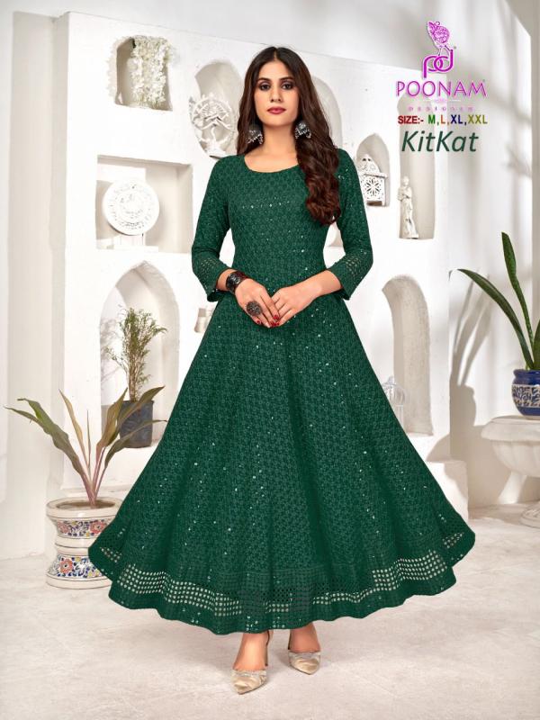 Poonam Kitkat Rayon Fancy Wear Anarkali Kurti Collection